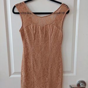 Cream nude lace bodycon dress